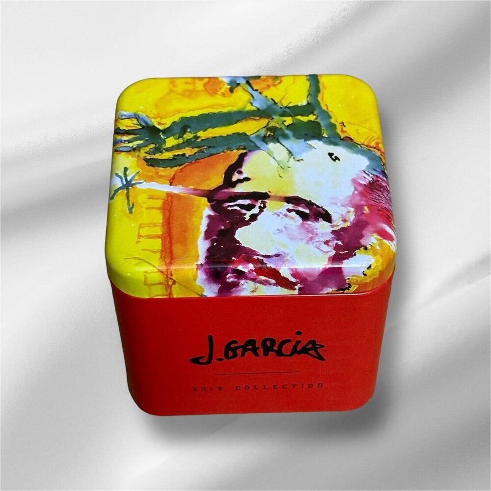 J.‎ Garcia Jerry Tin "poet Absorbs The War” Painting  4x4x3.5 Empty Stash Box